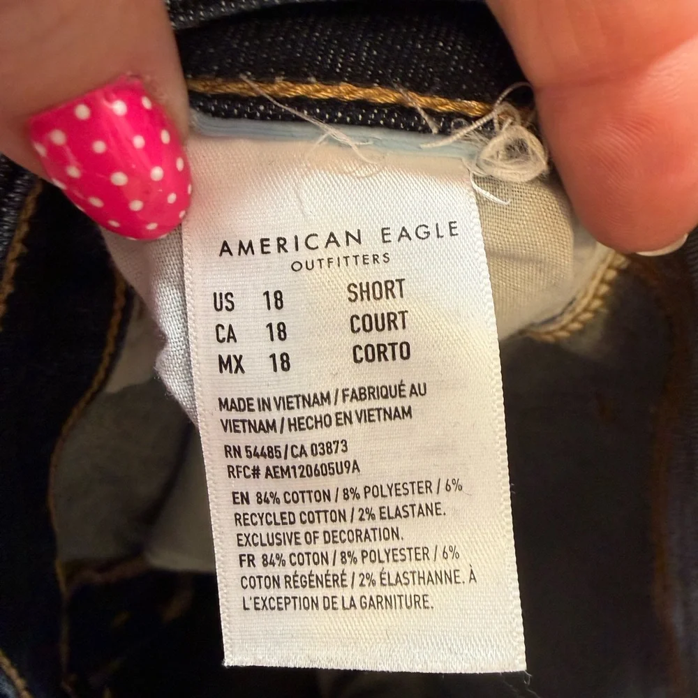 American Eagle Outfitters Dark Blue Distressed Skinny Jeans - Picture 4 of 5